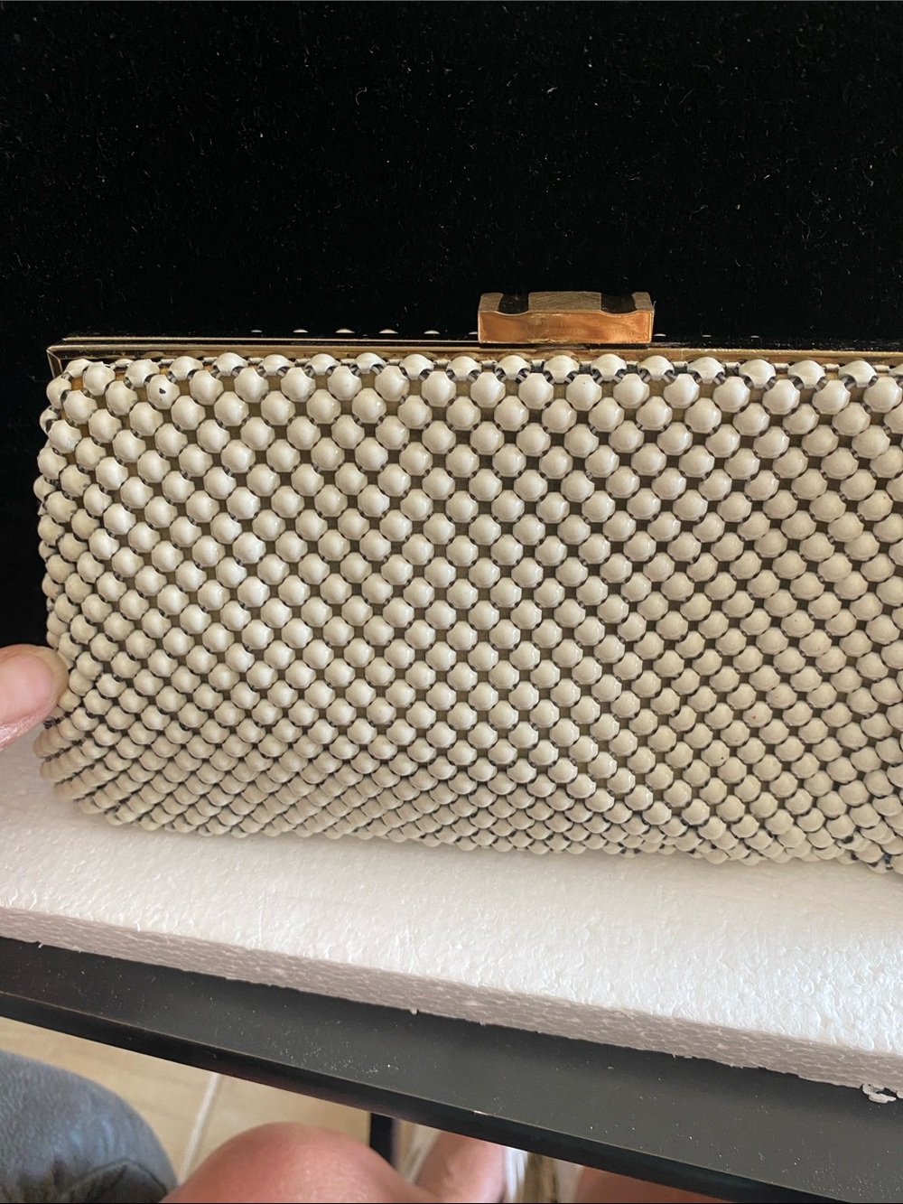 Whiting & Davis Metal Mesh Beaded Clutch Handbag